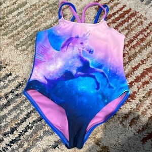 Arizona Jean Company Kids Unicorn Swim One Piece - Pink and Blue